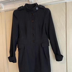 Black wool coat with shoulder pads